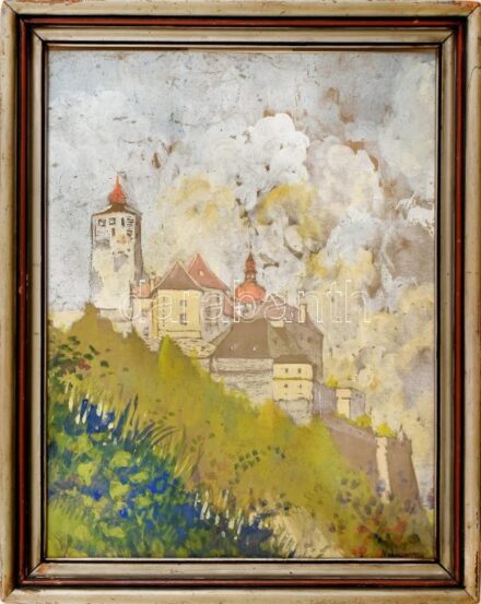 Mednyánszky jelzéssel: Fraknói vár. Gouache, karton. 37X28,5 cm. Fakeretben.