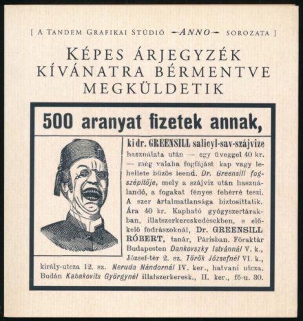 Képes árjegyzék kívánatra bérmentve megküldetik. Tandem Grafikai Stúdió Anno sorozata. Bp.,én.,Tandem Grafikai Stúdió. Gazdag képanyaggal illusztrált. Kiadói papírkötésben.