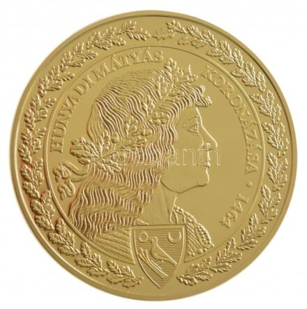 DN 'Magyar Aranyóriások - Hunyadi Mátyás koronázása 1464' aranyozott Cu emlékérem (46mm) T:PP