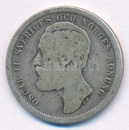 Svédország 1879EB 1K Ag 'II. Oszkár' T:3 ph. Sweden 1879EB 1 Krona Ag 'Oscar II' C:F edge error Krause KM#747