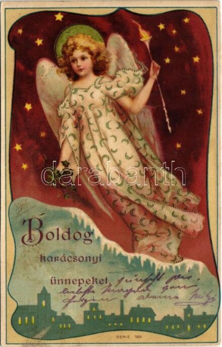 1901 Szecessziós hölgy, boldog karácsonyi ünnepeket / Art Nouveau lady, Christmas greeting. Serie 189. litho (r)