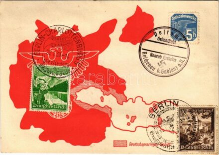 1938 Deutschsprachiges Gebiet. Sudetenland Franzensbad Freikorps / NSDAP German Nazi Party propaganda + So. Stpl. (Rb)