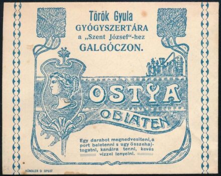 Török Gyula Gyógyszertára Galgóc receptboríték