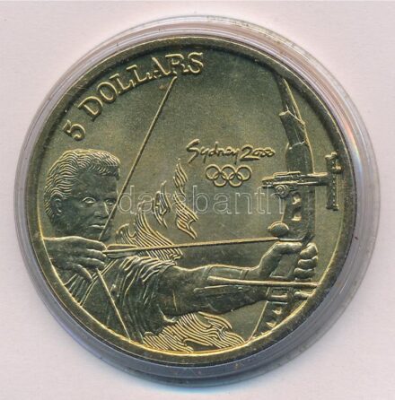 Ausztrália 2000. 5D Al-bronz 'Sydneyi Olimpia 2000 - Íjászat' T:BU Australia 2000. 5 Dollars Al-Bronze 'Sydney 2000 Olympics - Archery' C:BU Krause KM#359