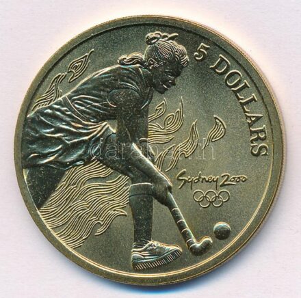 Ausztrália 2000. 5D Al-bronz 'Sydneyi Olimpia 2000 - Gyeplabda' T:BU Australia 2000. 5 Dollars Al-Bronze 'Sydney 2000 Olympics - Field hockey' C:BU Krause KM#360