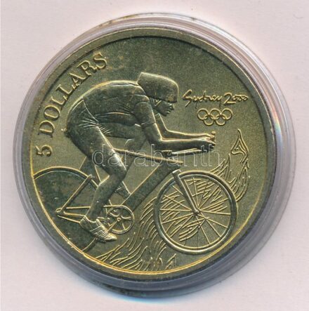 Ausztrália 2000. 5D Al-bronz 'Sydneyi Olimpia 2000 - Kerékpár' T:BU Australia 2000. 5 Dollars Al-Bronze 'Sydney 2000 Olympics - Cycling' C:BU Krause KM#368