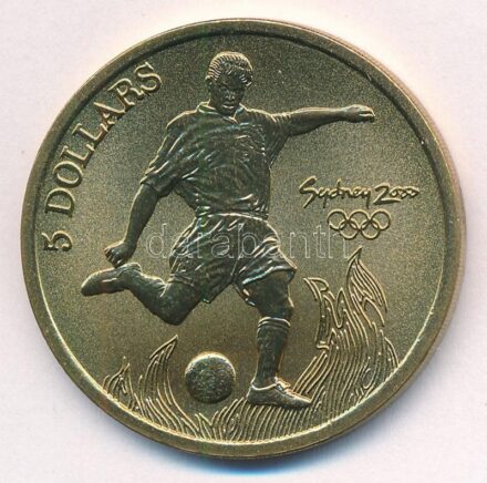Ausztrália 2000. 5D Al-bronz 'Sydneyi Olimpia 2000 - Labdarúgás' T:BU Australia 2000. 5 Dollars Al-Bronze 'Sydney 2000 Olympics - Football' C:BU Krause KM#369