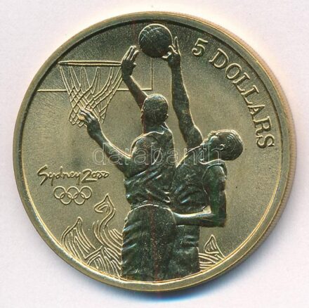 Ausztrália 2000. 5D Al-bronz 'Sydneyi Olimpia 2000 - Kosárlabda' T:BU Australia 2000. 5 Dollars Al-Bronze 'Sydney 2000 Olympics - Basketball' C:BU Krause KM#407