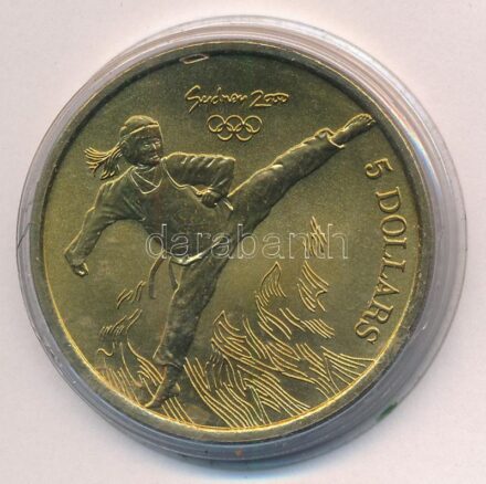 Ausztrália 2000. 5D Al-bronz 'Sydneyi Olimpia 2000 - Taekwando' T:BU Australia 2000. 5 Dollars Al-Bronze 'Sydney 2000 Olympics - Taekwando' C:BU Krause KM#408