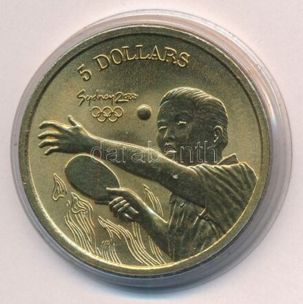 Ausztrália 2000. 5D Al-bronz 'Sydneyi Olimpia 2000 - Asztalitenisz' T:BU Australia 2000. 5 Dollars Al-Bronze 'Sydney 2000 Olympics - Table Tennis' C:BU Krause KM#419