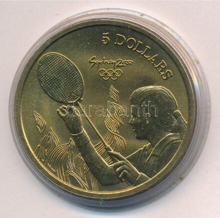 Ausztrália 2000. 5D Al-bronz 'Sydneyi Olimpia 2000 - Tollaslabda T:BU Australia 2000. 5 Dollars Al-Bronze 'Sydney 2000 Olympics - Badminton' C:BU Krause KM#421