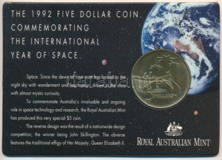 Ausztrália 1992. 5$ Al-Br 'Nemzetközi Űrév' karton díszkiadásban T:BU Australia 1992. 5 Dollars Al-Br 'International Year of Space' in cardboard coincard case C:BU Krause KM#190