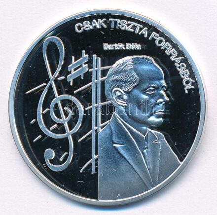 DN 'Nemzetünk nagyjai - Bartók Béla' Ag emlékérem tanúsítvánnyal (10,37g/0.999/35mm) T:PP