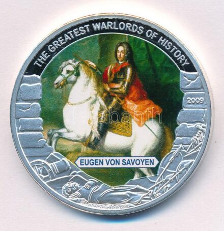 Libéria 2009. 5$ Cu 'Nagy Hadvezérek - Savoyai Jenő' multicolor, tanúsítvánnyal T:PP Liberia 2009. 5 Dollars Cu 'The Greatest Warlords of History - Eugen von Savoyen' multicolor, with certificate C:PP