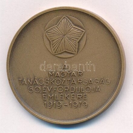 1979. 'A Magyar Tanácsköztársaság 60. évfordulója emlékére 1919-1979' bronz emlékérem (42,5mm) T:1-