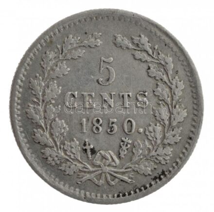 Hollandia 1850. 5c Ag T:2 Netherlands 1850. 5 Cents Ag C:XF Krause KM#91