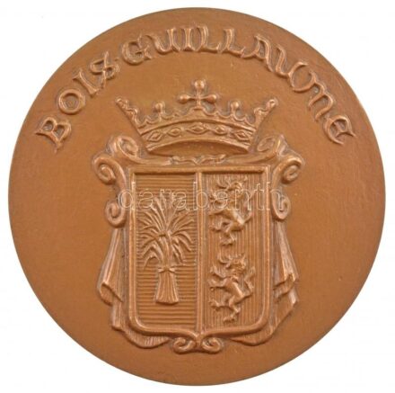 Franciaország 1985. 'Bois-Guillaume' kétoldalas Br emlékérem eredeti tokban. Szign.: A.H. Torcheux. Peremén 'BRONZE' és '1985' beütéssel (69mm) T:1 France 1985. 'Bois-Guillaume' two-sided Br medallion in original case. Sign.: A.H.