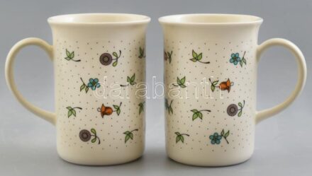 2 db Zsolnay leveles bögre. Kézzel festett, jelzett, hibátlan. 10 cm