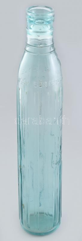 cca 1930-1940 Shell motorolaj üveg, dombornyomott, anyagában színezett, m: 39 cm