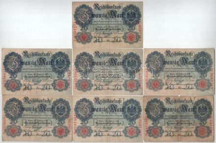 Német Birodalom 1914. 20M (7x) T:III German Empire 1914. 20 Mark (7x) C:F Krause 46.