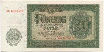 Német Demokratikus Köztársaság 1948. 50M 'AC 6063336' T:III szép papír German Democratic Repbulic 1948. 50 Mark 'AC 6063336' C:F fine paper Krause P#14