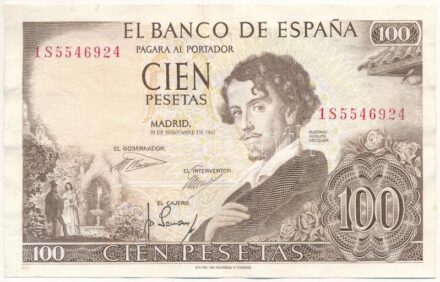 Spanyolország 1965. 100P T:III szép papír Spain 1965. 100 Pesetas C:F fine paper Krause 150