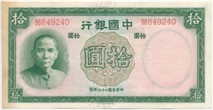 Kína 1937. 10Y T:I- China 1937. 10 Yuan C:AU