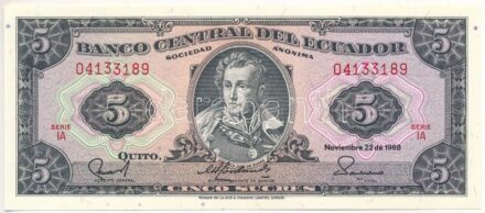 Ecuador 1988. 5S 'IA 04133189' T:I Ecuador 1988. 5 Sucres 'IA 04133189' C:UNC