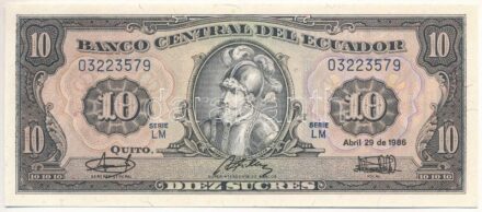 Ecuador 1986. 10S 'LM 03223579' T:I Ecuador 1986. 10 Sucres 'LM 03223579' C:UNC