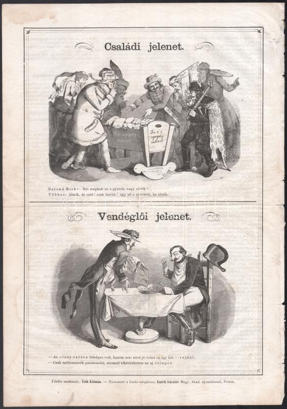 1860 Bolond Miksa élclap I. évfolyam 3. szám, politikai karikatúrákkal, hírlap szignettával szakadással - Image 2