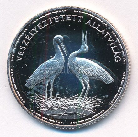 1992. 200Ft Ag 'Veszélyeztetett állatvilág - Fehér gólya' kapszulában T:PP patina Adamo EM126
