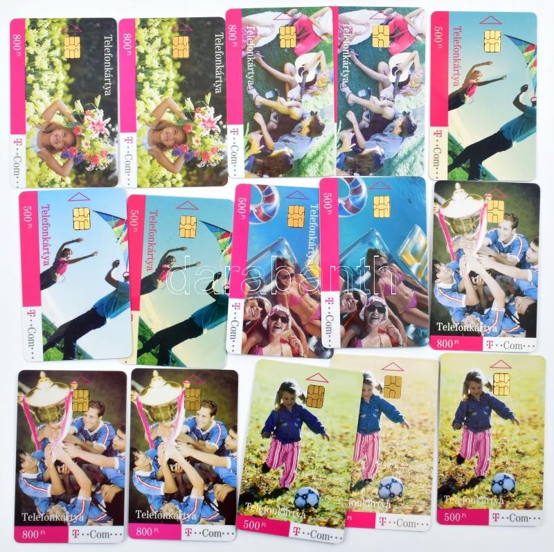 15 db telefonkártya, 10-60 ezres példányszámok