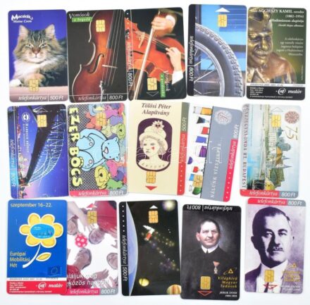 1999-2004 15 db klf MATÁV telefonkártya (macskák, hangszerek, világhírű tudósok, stb.)