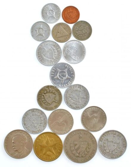 Kuba 1946-2000. 17db-os érme összeállítás, közte 3db 'INTUR' érme T:1-,2 Cuba 1946-2000. 17pcs of coin lot, including 3pcs of 'INTUR' C:AU,XF