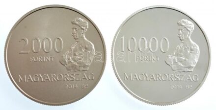 2014. 2000Ft Cu-Ni 'Spányi Béla halálának 100. évfordulója' + 10.000Ft Ag 'Spányi Béla halálának 100. évfordulója' kapszulában, tanúsítvánnyal, tájékoztatóval T:BU,PP