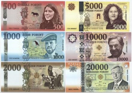 2018. 'Soros pénz' 500Ft + 1000Ft + 2000Ft + 5000Ft + 10.000Ft + 20.000Ft fantázia bankjegy. Teljes sor! T:I,I-