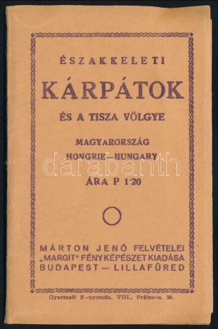 cca 1938 Északkeleti Kárpátppk és a Tisza völgye, Leporelló füzet 20 képeslap méretű képpel. Jó állapotban.