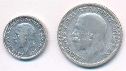 Nagy-Britannia 1927. 1Sh Ag 'V. György' + 1930. 6p Ag 'V. György' T:2,2- Great Britain 1927. 1 Shilling Ag 'George V' + 1930. 6 Pence Ag 'George V' C:XF,VF