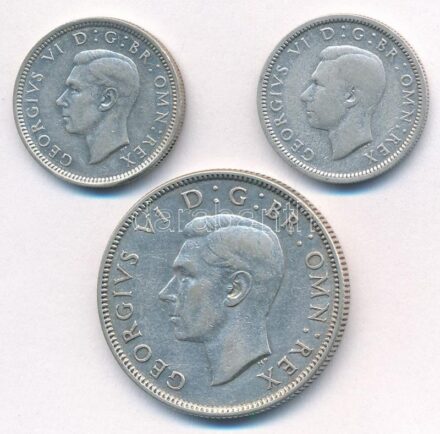 Nagy-Britannia 1937. 6p Ag 'VI. György' + 1944. 6p Ag 'VI. György' + 2Sh Ag 'VI. György' T:2,2- Great Britain 1937. 6 Pence Ag 'George VI' + 1944. 6 Pence Ag 'George VI' + 2 Shilling Ag 'George VI' C:XF,VF