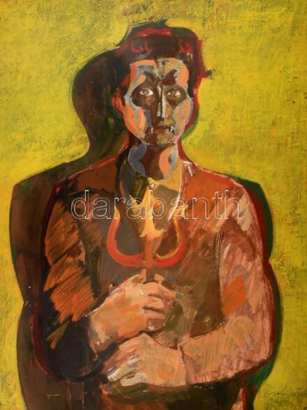 Gulyás Dénes (1927-2003): Portré. Olaj, farost, jelzett. Szélein kissé sérült. 80x60 cm