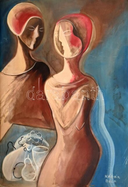 Kádár Béla jelzéssel: Hölgyek. Tempera, karton, kissé sérült. 100x70 cm