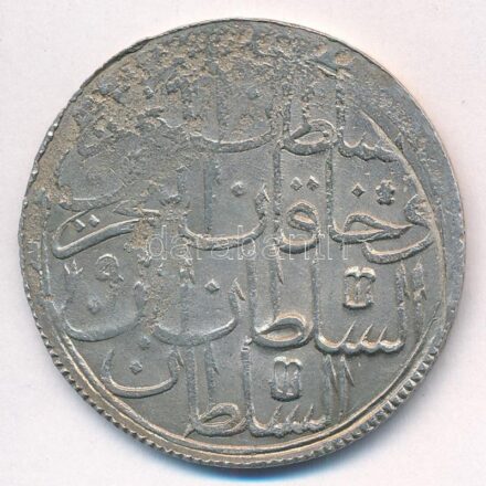 Oszmán Birodalom 1781. (1187/9) Altmislik Ag (26,74g) T:3 korr. Ottoman Empire 1781. (1187/9) Altmislik Ag (26,74g) C:F corrosion Krause KM#402