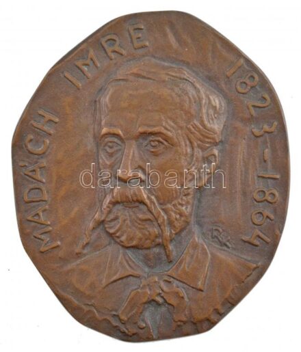 Renner Kálmán (1927-1994) DN 'Madách Imre 1823-1864' Br plakett (78x92mm) T:1