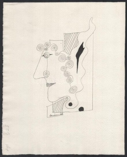 Szász Károly István (1909-1979): Arc. Tus, papír, jelzett. 31×24,5 cm