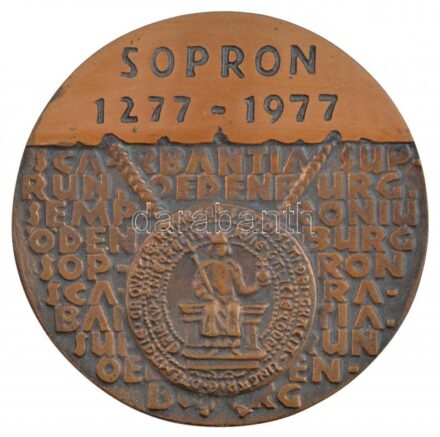 Renner Kálmán (1927-1994) 1977. 'Sopron 1277-1977' egyoldalas Br plakett (92mm) T:1-