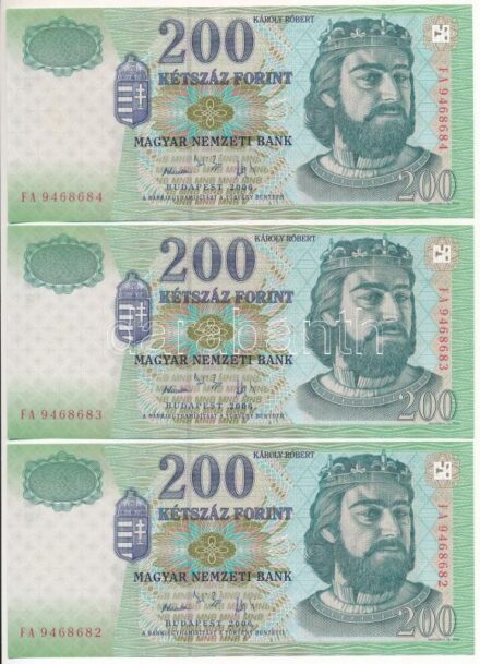 2006. 200Ft (3x) sorszámkövetők 'FA 9468682 - FA 9468684' T:I Adamo F53F