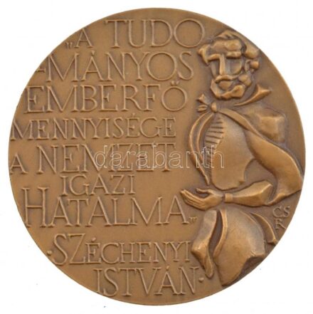 Csíkszentmihályi Róbert (1940-) 1975. 'A Magyar Tudományos Akadémia 150. évfordulója / Széchenyi István' kétoldalas bronz emlékérem, dísztokban (70mm) T:1