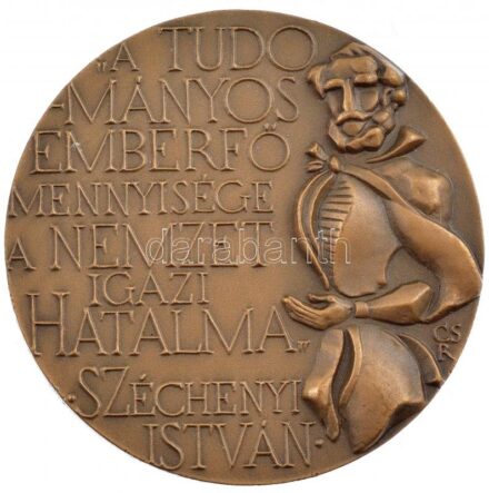 Csíkszentmihályi Róbert (1940-) 1975. 'A Magyar Tudományos Akadémia 150. évfordulója / Széchenyi István' kétoldalas bronz emlékérem, dísztokban (70mm) T:1