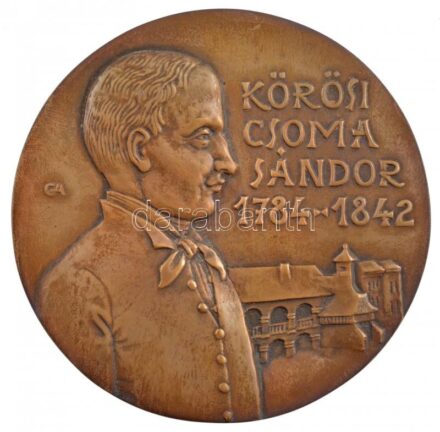 1984. 'Kőrösi Csoma Sándor 1784-1842 / Országos Emlékbizottság Budapest 1984' kétoldalas bronz plakett, eredeti dísztokban. Szign.: GA (129mm) T:1-