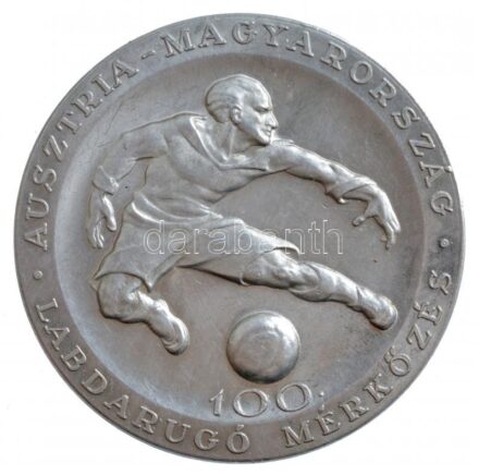 1955. '100. Ausztria-Magyarország Labdarúgó Mérkőzés / Budapest 1955' Al emlékérem tokban (61,5mm) T:2